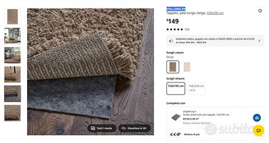 Tappeto ikea VOLLERSLEV grigio a pelo lungo