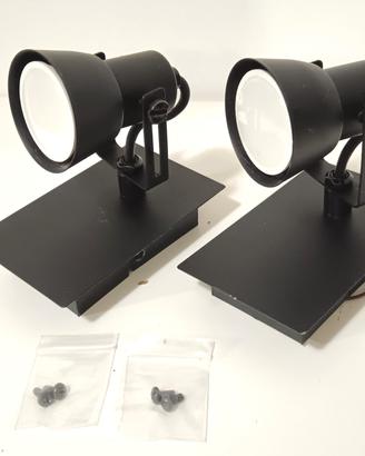 Coppia faretti in metallo nero rettangolare 