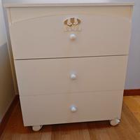 Cassettiera/ fasciatoio MIBB con ruote bloccanti.