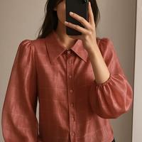 Camicia trasparente rosa effetto satinato