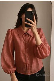 Camicia trasparente rosa effetto satinato