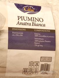Piumino anatra bianca matrimoniale cm. 250 x 200
