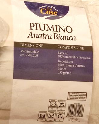 Piumino anatra bianca matrimoniale cm. 250 x 200