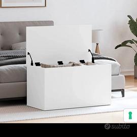 Cassapanca Bianca 84x42x46 cm in Legno Ingegnerizz