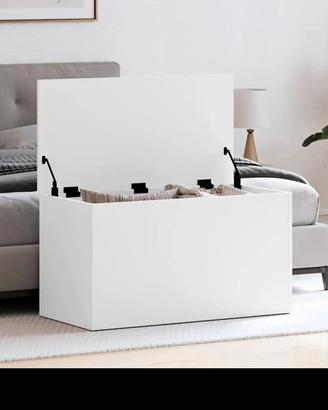 Cassapanca Bianca 84x42x46 cm in Legno Ingegnerizz