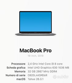 Mac book Pro 16" i9