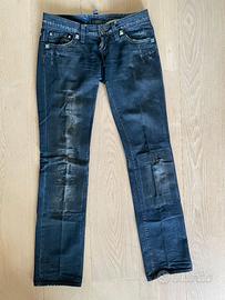 Jeans Dsquared2 Y2K con graffi e borchie,  42.