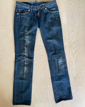 Jeans Dsquared2 Y2K con graffi e borchie,  42.