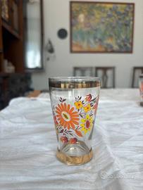 6 Bicchieri Vintage Anni 70 Fiori Space Age