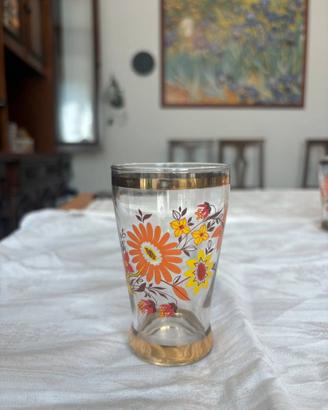 6 Bicchieri Vintage Anni 70 Fiori Space Age