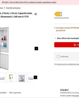 FRIGORIFERO DA INCASSO BEKO NUOVO