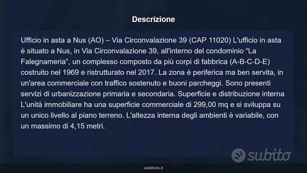 Immobile in asta di 299 m² a Nus - Vista 5