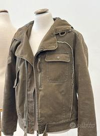 Aff Studio Giaccone Verde Militare Denim Uomo