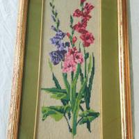 QUADRO VINTAGE RICAMATO A MEZZO PUNTO