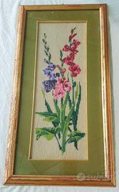 QUADRO VINTAGE RICAMATO A MEZZO PUNTO