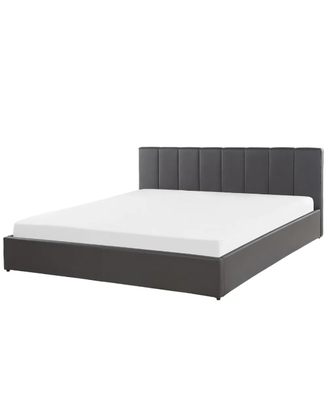 Letto contenitore matrimoniale in pelle con matera