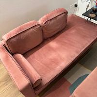 Divano Chaise Longue Velluto Rosa
