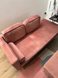 Divano Chaise Longue Velluto Rosa