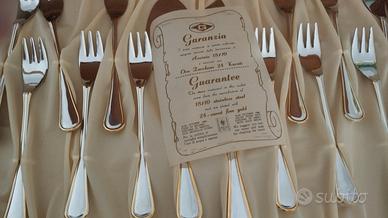 servizio da dolce acciaio 18/10 con filo oro 18 k