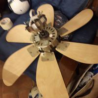 ventilatore soffitto  pale in legno e  plafoniera