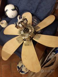 ventilatore soffitto  pale in legno e  plafoniera