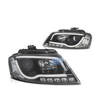 FARI AUDI A3 8P 08-12 LUCE DIURNA A TUBO FONDO NER