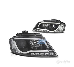 FARI AUDI A3 8P 08-12 LUCE DIURNA A TUBO FONDO NER