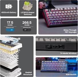 tastiera meccanica 75 wireless bluetooth usb c rgb