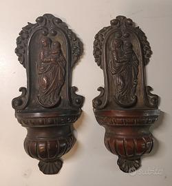 Coppia antiche acquasantiere arte sacra 