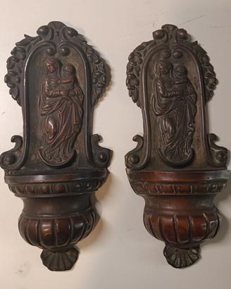 Coppia antiche acquasantiere arte sacra 