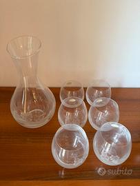 Caraffa con Argento 925 + 6 bicchieri Bohemia