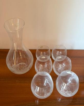 Caraffa con Argento 925 + 6 bicchieri Bohemia