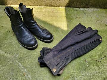 Stivali Equitazione in cuoio (tag. 42) + ghette