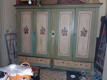 Splendido Armadio Epoca Decorato a Mano zincato
