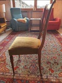 Set di 5 sedie in legno con seduta in velluto