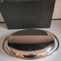 Legumiera argentata con pirofila di Lino Sabattini