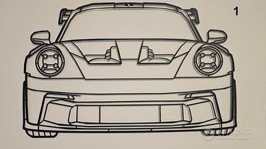 Silhouette Porsche 992 Lamborghini arte da parete