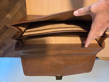 Cartella/borsa portadocumenti in vera pelle marron