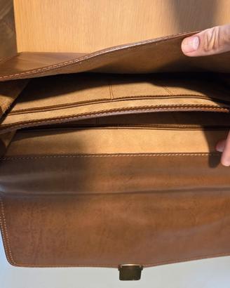 Cartella/borsa portadocumenti in vera pelle marron