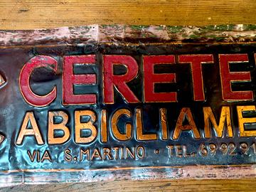 ABBIGLIAMENTO tabella targa in rame originale 1950