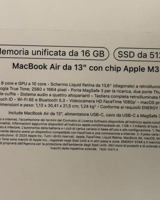 MacBook Air 13" M3 16GB/512GB