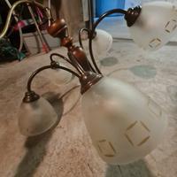 LAMPADARIO 5 LUCI LEGNO