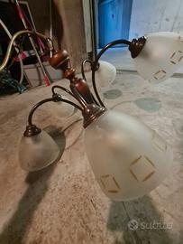 LAMPADARIO 5 LUCI LEGNO