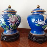coppia di casi orientali decoro cloisonne