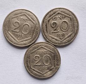 20 cent esagono 1918 1919 1920