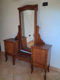 Petineuse Antica in Legno con Specchio Basculante