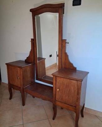 Petineuse Antica in Legno con Specchio Basculante