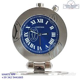 CARTIER Pasha 2753 Travel Clock Alarm blue dial