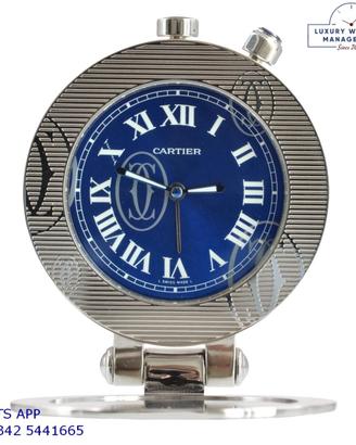 CARTIER Pasha 2753 Travel Clock Alarm blue dial
