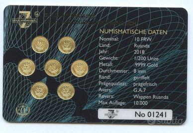 SET 7 MONETE ORO 999 CINA USA AUSTRALIA ONGHILTERR